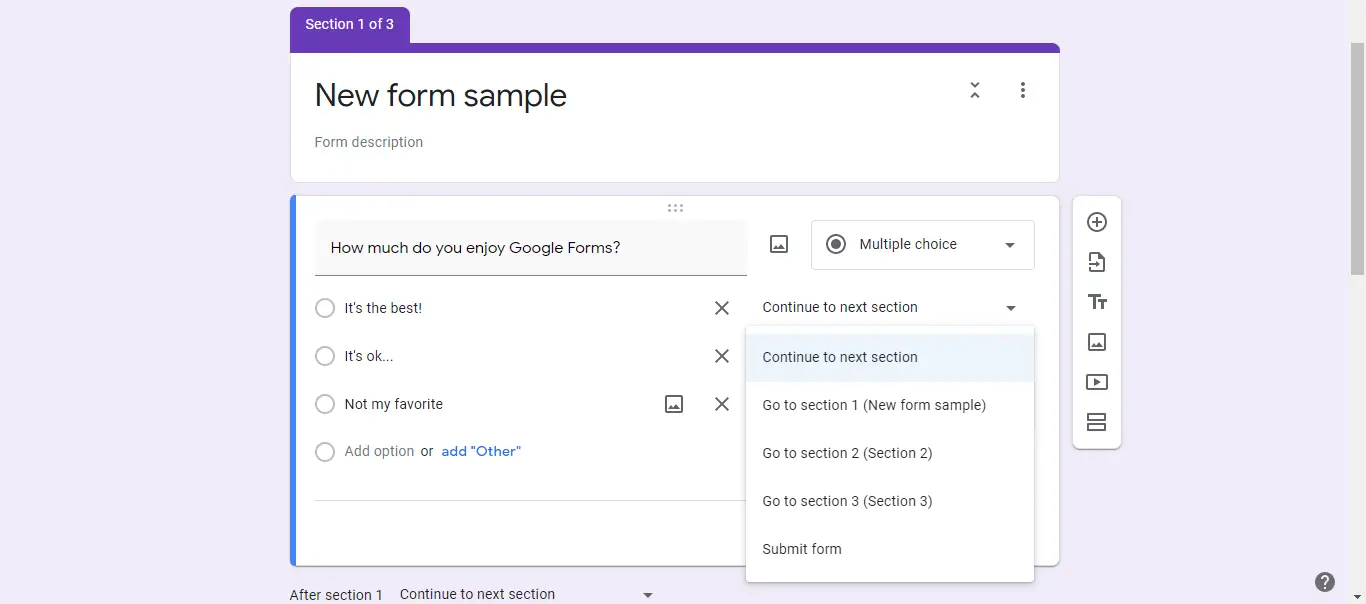 Google Forms Conditional Logic