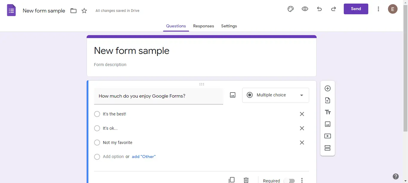 Google Forms Editor