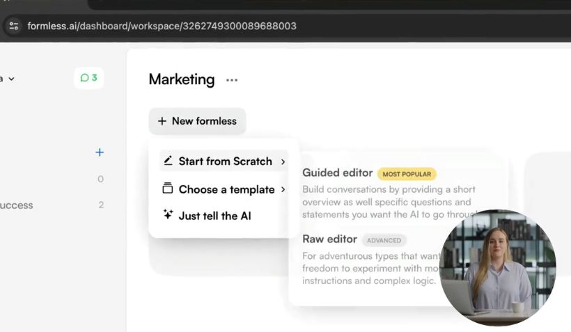 formless ai guided editor
