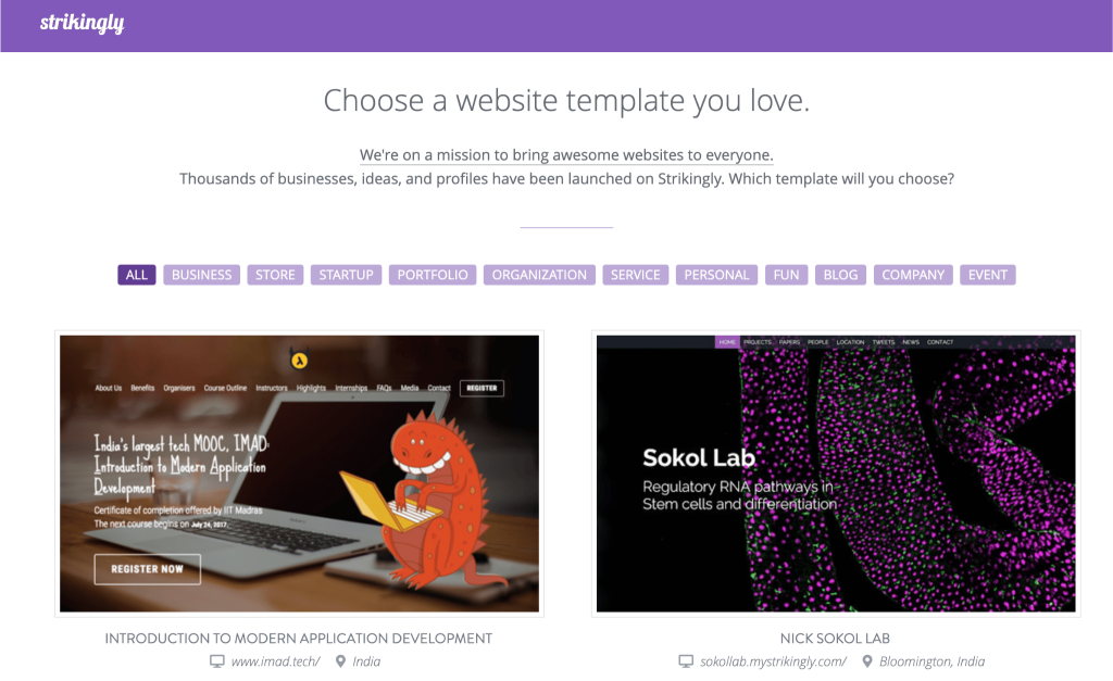 Strikingly Website Builder Templates