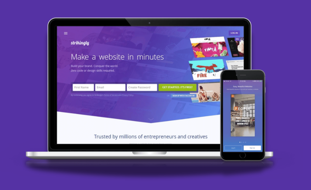 Strikingly Website on mobile and laptop